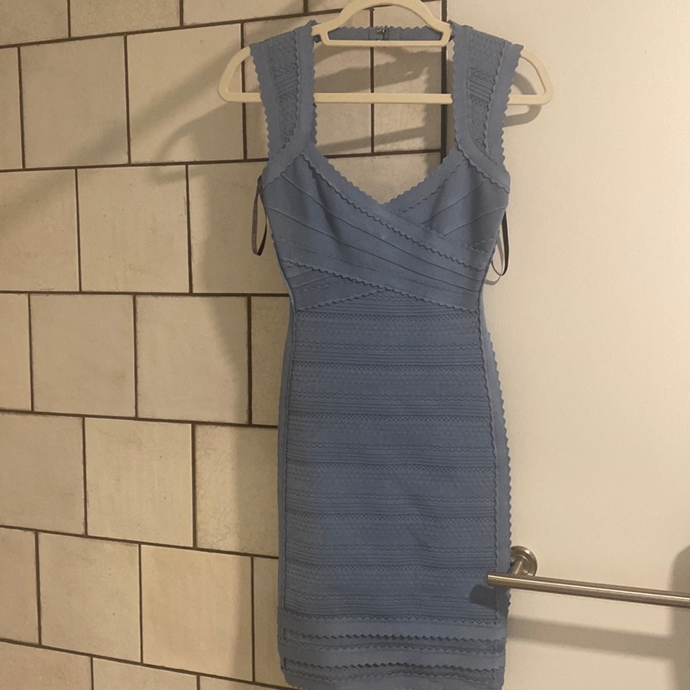 Herve leger baby blue fitted dress